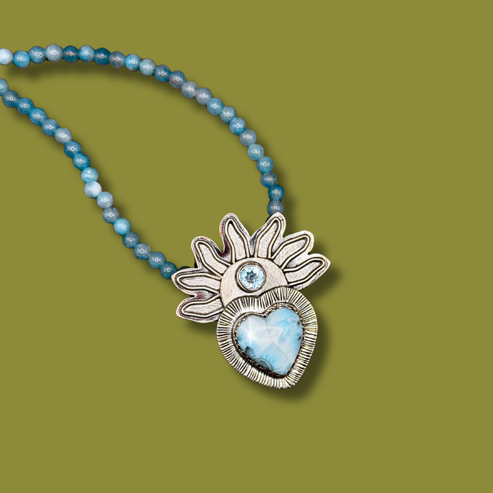 Penacho de Larimar con Topacio Azul