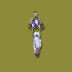 Dulko · Amethyst Point Pendant with Central Amethyst &amp; Angelic Garnets | Handmade Silver Details · One of a Kind
