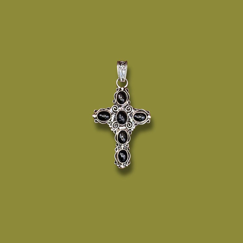 Cruz de Granate Negro en Plata