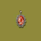 Flor de Jaspe Rojo en Colgante de Plata